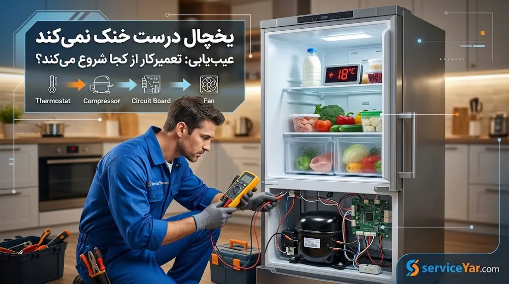 یخچال درست خنک نمی‌کند؛ تعمیرکار از کجا شروع به عیب‌یابی می‌کند؟