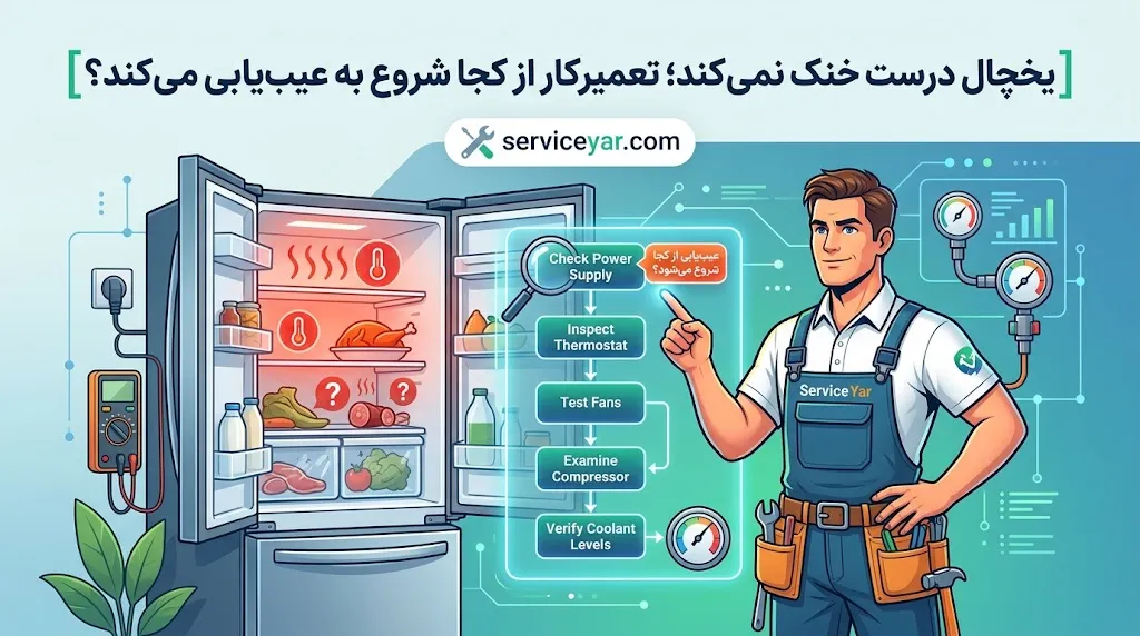 یخچال درست خنک نمی‌کند؛ تعمیرکار از کجا شروع به عیب‌یابی می‌کند؟